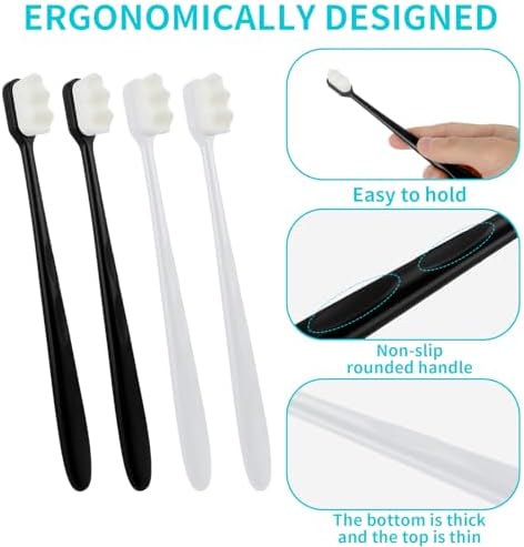 Cepillo de Dientes Ouligay 4 Piezas con 20,000 Micro Nano Cerdas - Extra Suave para Dientes Sensibles, Cepillo Manual para Adultos - imagen 6