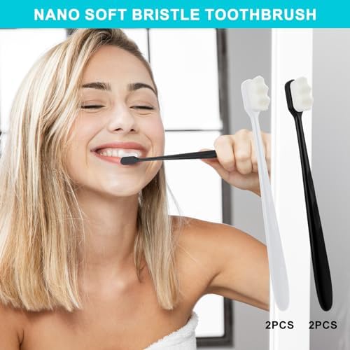 Cepillo de Dientes Ouligay 4 Piezas con 20,000 Micro Nano Cerdas - Extra Suave para Dientes Sensibles, Cepillo Manual para Adultos - imagen 8