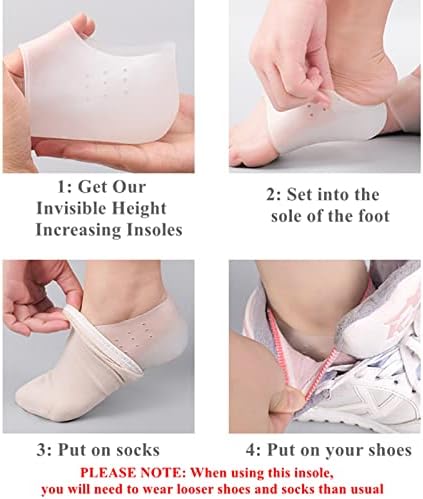 Plantillas para Aumento de Altura, Almohadillas Silicona Invisibles Antideslizantes, Protectores de Talón Universales para Hombres y Mujeres - imagen 7