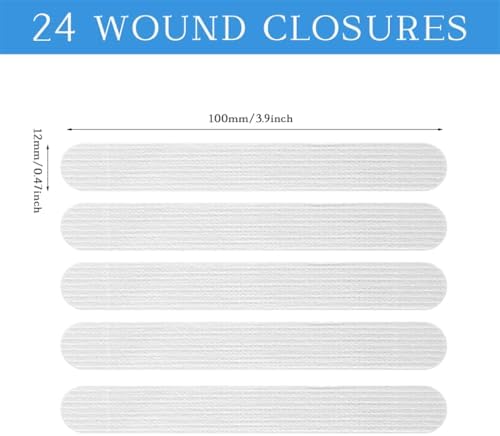 Cinta de Cierre de Heridas 24 piezas - Tiras de Sutura para Emergencias, Kit de Cierre de Laceraciones 12x100mm - imagen 2