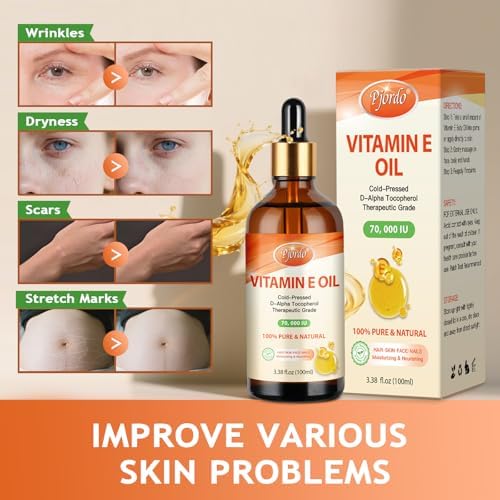 Aceite de Vitamina E Pjordo - 100% Puro y Natural, 70,000 UI de Aceite Orgánico de Vitamina E Frío para Piel, Rostro, Cabello, Uñas y Cicatrices, - imagen 5