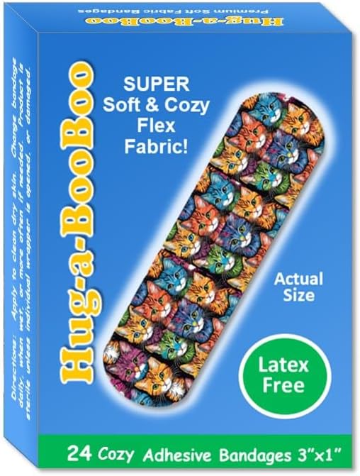 Vendas Flexibles y Suaves Cozy Cats de Hug-a-BooBoo, Sin Látex, Divertidas y Coloridas, Perfectas para Amantes de los Gatos, Caja de 24 Unidades - imagen 2
