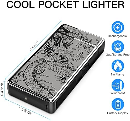Encendedor Eléctrico Recargable por USB, Mini Encendedor Plasma Arc a Prueba de Viento sin Butano para Velas, Fuegos Artificiales y Camping (Dragón - imagen 3