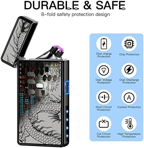 Encendedor Eléctrico Recargable por USB, Mini Encendedor Plasma Arc a Prueba de Viento sin Butano para Velas, Fuegos Artificiales y Camping (Dragón - imagen 6