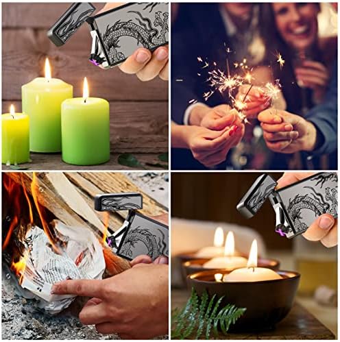 Encendedor Eléctrico Recargable por USB, Mini Encendedor Plasma Arc a Prueba de Viento sin Butano para Velas, Fuegos Artificiales y Camping (Dragón - imagen 7