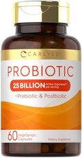 Carlyle Probiótico con Prebióticos y Postbióticos | 25 Mil Millones CFU | 60 Cápsulas | Suplemento Vegetariano, Sin OGM y Sin Gluten para Hombres y - imagen 1