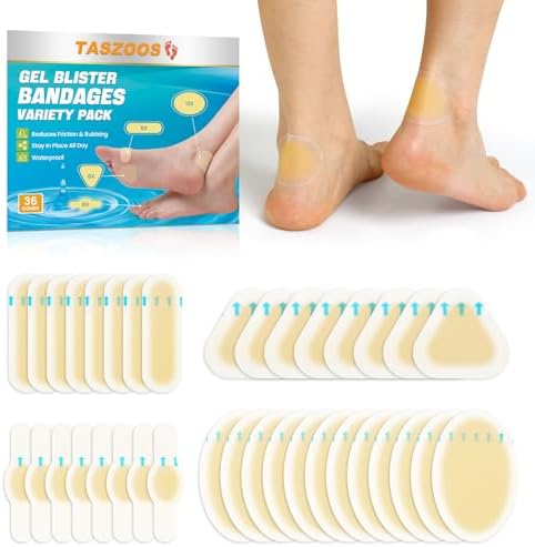 Tiras de Hidrocoloide para Ampollas Taszoos 36ct - Parche Adhesivo Impermeable para Pies, Talones y Dedos - Almohadillas para Recuperación y - imagen 1