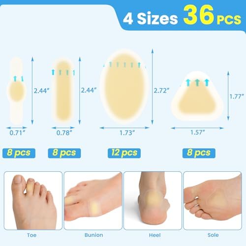 Tiras de Hidrocoloide para Ampollas Taszoos 36ct - Parche Adhesivo Impermeable para Pies, Talones y Dedos - Almohadillas para Recuperación y - imagen 5
