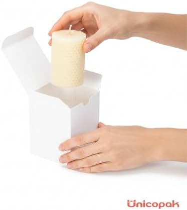 Cajas de Regalo UnicoPak 20 Piezas 3x3x4 Blancas, Cajas de Cartón Pequeñas para Velas, Perfumes, Tarros y Adornos - Cajas Favor Fáciles de Armar para - imagen 4
