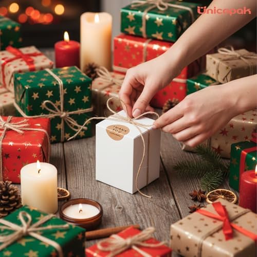 Cajas de Regalo UnicoPak 20 Piezas 3x3x4 Blancas, Cajas de Cartón Pequeñas para Velas, Perfumes, Tarros y Adornos - Cajas Favor Fáciles de Armar para - imagen 6