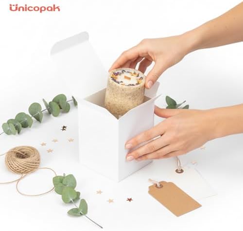 Cajas de Regalo UnicoPak 20 Piezas 3x3x4 Blancas, Cajas de Cartón Pequeñas para Velas, Perfumes, Tarros y Adornos - Cajas Favor Fáciles de Armar para - imagen 7