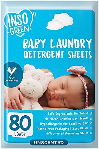 Hojas de Detergente para Ropa de Bebé, 80 Cargas, Sin Fragancia – Suave para Piel Sensible, Ideal para Ropa de Infantes y Niños Pequeños - imagen 1