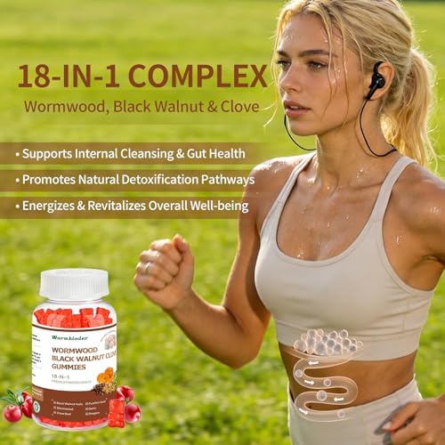 Gomitas 18 en 1 de Ajenjo, Nogal Negro y Clavo para Adultos, Apoyo Hepático, con Aceite de Semilla de Calabaza, Limpieza Rápida del Intestino y Salud - imagen 4