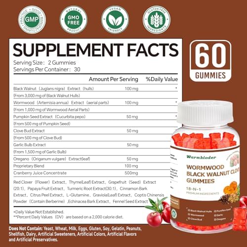 Gomitas 18 en 1 de Ajenjo, Nogal Negro y Clavo para Adultos, Apoyo Hepático, con Aceite de Semilla de Calabaza, Limpieza Rápida del Intestino y Salud - imagen 6