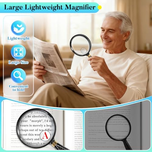 Lupa de Mano 90mm 5X 30X para Lectura, Lupa Mejorada con Mango Amplio, Ideal para Personas Mayores y Exploración de Naturaleza - imagen 4