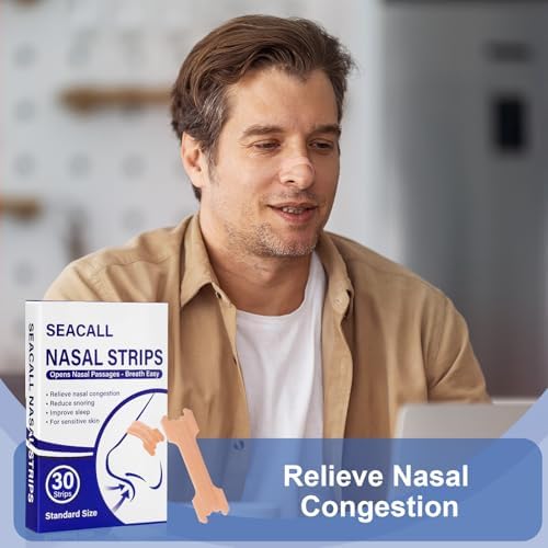 Tiras Nasales SEACALL 30Ct para Respirar - Tiras Antisnoring para Dormir, Reducen la Congestión Nasal, Sin Medicamentos, Cinta Nasal para Hombres y - imagen 4