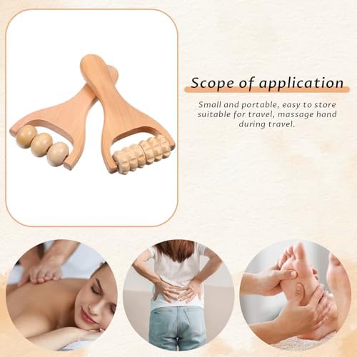 HekouJiub 2 Piezas Rodillo de Madera para Masaje, Herramienta de Masaje Manual para Piernas, Cuerpo y Pies, Stick de Rodillo Muscular - imagen 2