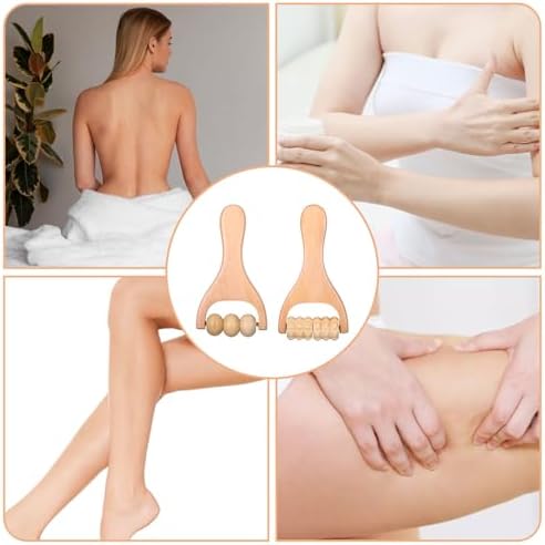 HekouJiub 2 Piezas Rodillo de Madera para Masaje, Herramienta de Masaje Manual para Piernas, Cuerpo y Pies, Stick de Rodillo Muscular - imagen 3