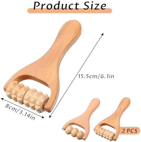 HekouJiub 2 Piezas Rodillo de Madera para Masaje, Herramienta de Masaje Manual para Piernas, Cuerpo y Pies, Stick de Rodillo Muscular - imagen 4