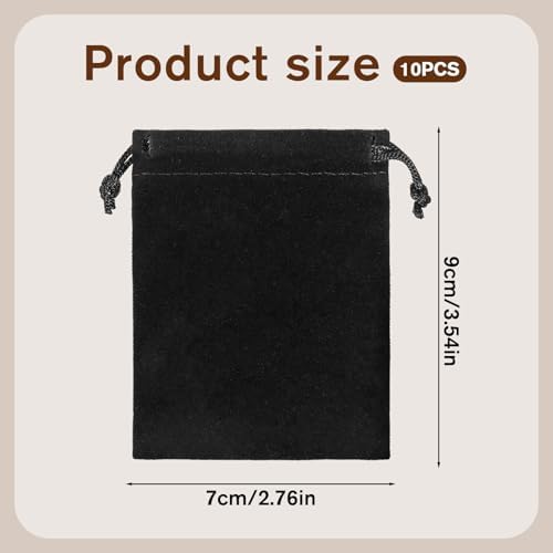Bolsitas de Terciopelo Exircy 10 Pcs con Cierre, 2.8x3.5 In, Bolsas Negras para Regalos, Bodas, Halloween, Graduaciones y Fiestas de Navidad - imagen 2