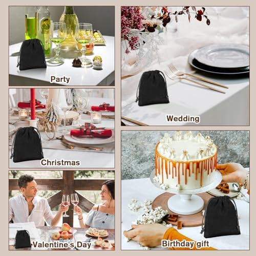 Bolsitas de Terciopelo Exircy 10 Pcs con Cierre, 2.8x3.5 In, Bolsas Negras para Regalos, Bodas, Halloween, Graduaciones y Fiestas de Navidad - imagen 6