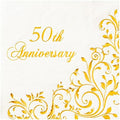 Servilletas de cóctel Crisky de 3 capas con foil dorado para 50 aniversario, desechables, 50 piezas, decoración de fiesta de boda dorada - imagen 1