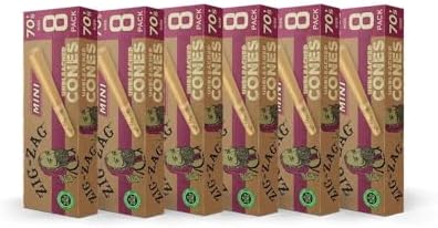 Conos Pre-enrollados Zig-Zag Mini Sin Blanquear - Naturales, Llenado Fácil y Larga Duración - 70mm - Paquete de 6 (8 Conos por Paquete) - imagen 1