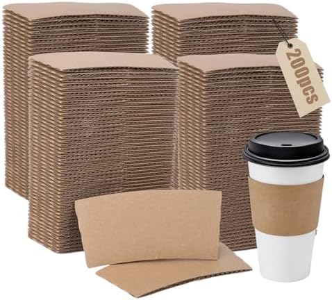 Manga desechable para tazas de café JINSHENHAI, 200 piezas, compatible con tazas de 10-24 oz, ideal para bebidas calientes o frías. - imagen 1
