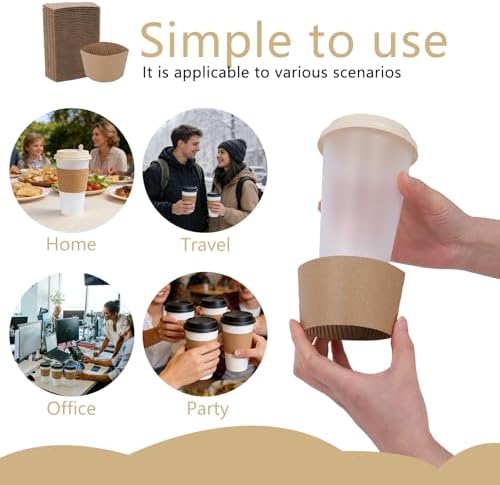Manga desechable para tazas de café JINSHENHAI, 200 piezas, compatible con tazas de 10-24 oz, ideal para bebidas calientes o frías. - imagen 6