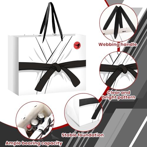Bolsas de Regalo Neptniopllab para Karate, Papel de Regalo Blanco para Cumpleaños, Decoración de Fiesta de Taekwondo con Asas y Papel de Seda para - imagen 3