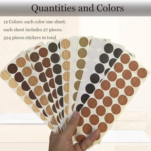 Tapas Adhesivas para Agujeros de Tornillos, 12 Colores Impermeables, 21mm Diámetro, PVC Autoadhesivas, Cubiertas para Reparar Muebles y Gabinetes - imagen 4