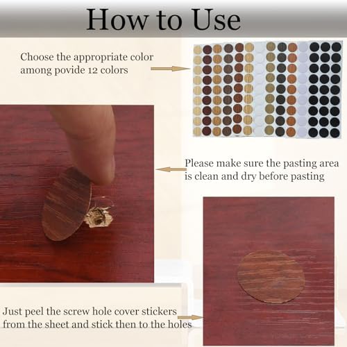 Tapas Adhesivas para Agujeros de Tornillos, 12 Colores Impermeables, 21mm Diámetro, PVC Autoadhesivas, Cubiertas para Reparar Muebles y Gabinetes - imagen 5