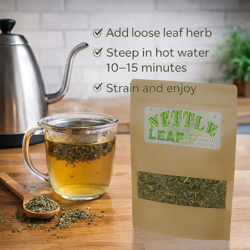 Té de Hoja de Ortiga Orgánica (Urtica Dioica) – Hojas Secas Cortadas y Tamizadas – Té Herbal Premium – Bolsa Re sellable - imagen 3