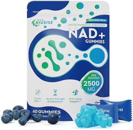 Gomitas SIN AZÚCAR NIUSISE NAD, Suplemento de NAD+ con Ribósido de Nicotinamida Liposomal, Resveratrol, Quercetina, Sabor a Arándano, 60 Gomitas - imagen 1
