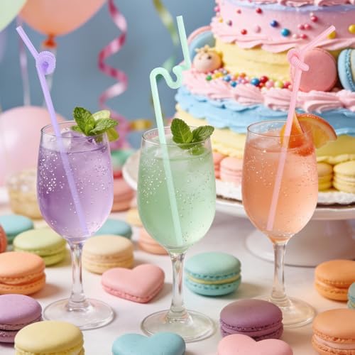 100 Piezas de Popotes Desechables de Plástico Flexibles y Coloridos de 10.24 de Largo - Perfectos para Jugos, Café, Cocteles y Fiestas - imagen 3