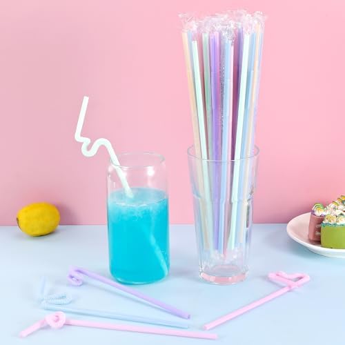 100 Piezas de Popotes Desechables de Plástico Flexibles y Coloridos de 10.24 de Largo - Perfectos para Jugos, Café, Cocteles y Fiestas - imagen 4