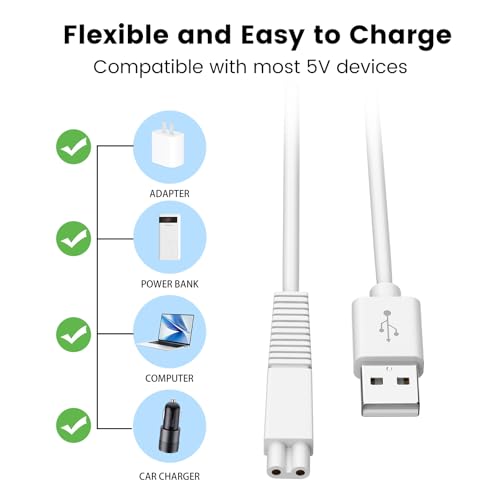 Cable de Carga USB H2ofloss para Irrigador Dental, Compatible con Irrigadores Portátiles que Usan Conector de 2 Pines - imagen 2