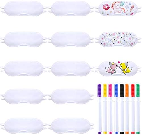 Máscara de Ojos SATINIOR 10 Pzs Blanca - Suministros para Fiesta de Sueño, DIY, Decoración, Incluye 8 Marcadores de Tela para SPA, Viaje, Juegos y - imagen 1