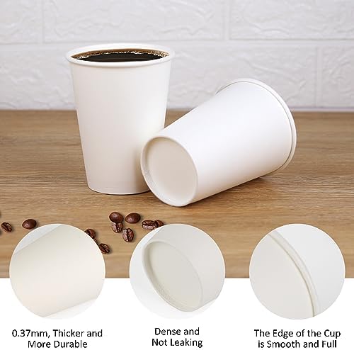Paquete de 100 Vasos de Papel de 12 Oz, Vasos Desechables para Café Blancos de 12 Oz, Vasos de Papel para Bebidas 12 Oz - imagen 2