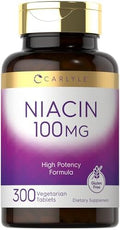 Carlyle Niacina 100mg | 300 Tabletas Vegetarianas | Sin OGM, Libre de Gluten | Fórmula de Alta Potencia - imagen 1