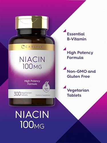 Carlyle Niacina 100mg | 300 Tabletas Vegetarianas | Sin OGM, Libre de Gluten | Fórmula de Alta Potencia - imagen 4