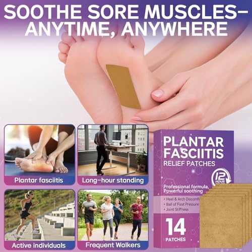 Alivio para Fascitis Plantar, Parche Natural para el Dolor en el Talón, Máxima Potencia por 12 Horas, 14 Parches para Sore de Articulaciones - imagen 4