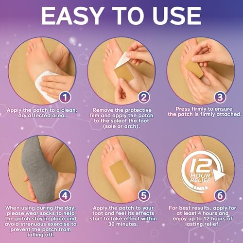 Alivio para Fascitis Plantar, Parche Natural para el Dolor en el Talón, Máxima Potencia por 12 Horas, 14 Parches para Sore de Articulaciones - imagen 7
