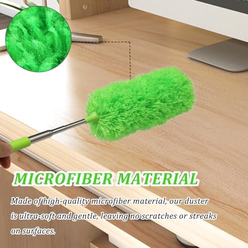 Paquete de 4 Plumero de Microfibra, con Mango Extensible y Cabeza Flexible, Herramienta de Limpieza Lavable para Oficina, Auto, Computadora, Muebles, - imagen 5