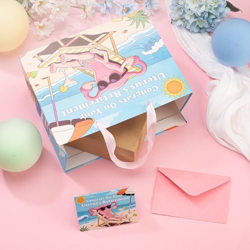 Bolsa de Regalo para Recuperación de Histerectomía bigniuzi - ¡Felicidades por la Jubilación de tu Útero! con Papel de Regalo, Tarjeta de - imagen 2