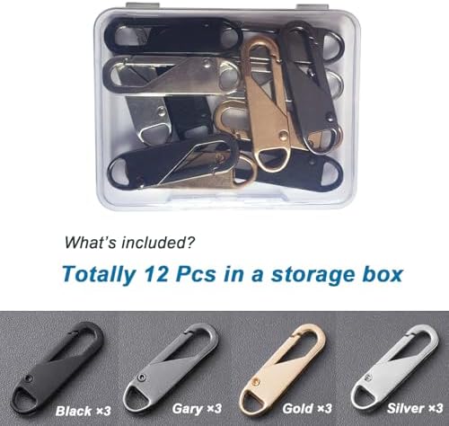 12 Piezas de Tiradores de Cremallera Reemplazo (Diseño de Resorte Metálico Mejorado), Pestañas de Reparación Desmontables para Equipaje, Mochilas, - imagen 2