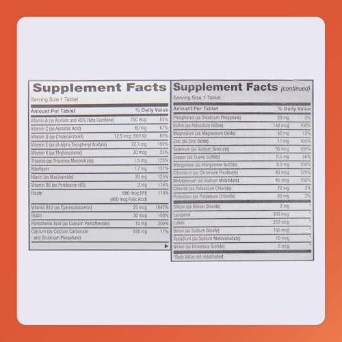 Suplemento Multivitamínico/Mineral CertaVite Senior para Adultos Mayores de 50 Años - 90 Tabletas (1 Paquete) - imagen 4