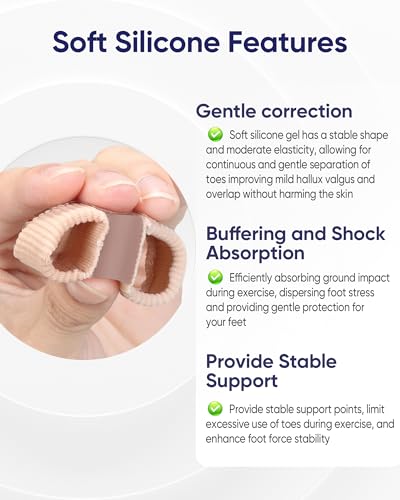 Separadores de Dedos para Juanetes para Mujer, Correctores de Gel con 2 Asas para Dedos Superpuestos, Protector Transpirable, Alivio del Dolor, Uso - imagen 4