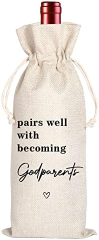 Bolsa de Vino para Padrinos | Regalo para Propuesta de Padrinos | Ideal para Bautizo, Tío, Tía (11MA23) - imagen 1