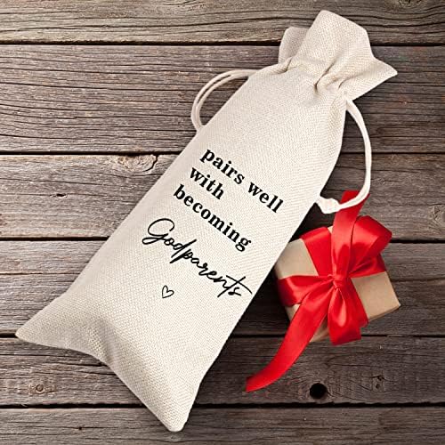 Bolsa de Vino para Padrinos | Regalo para Propuesta de Padrinos | Ideal para Bautizo, Tío, Tía (11MA23) - imagen 4
